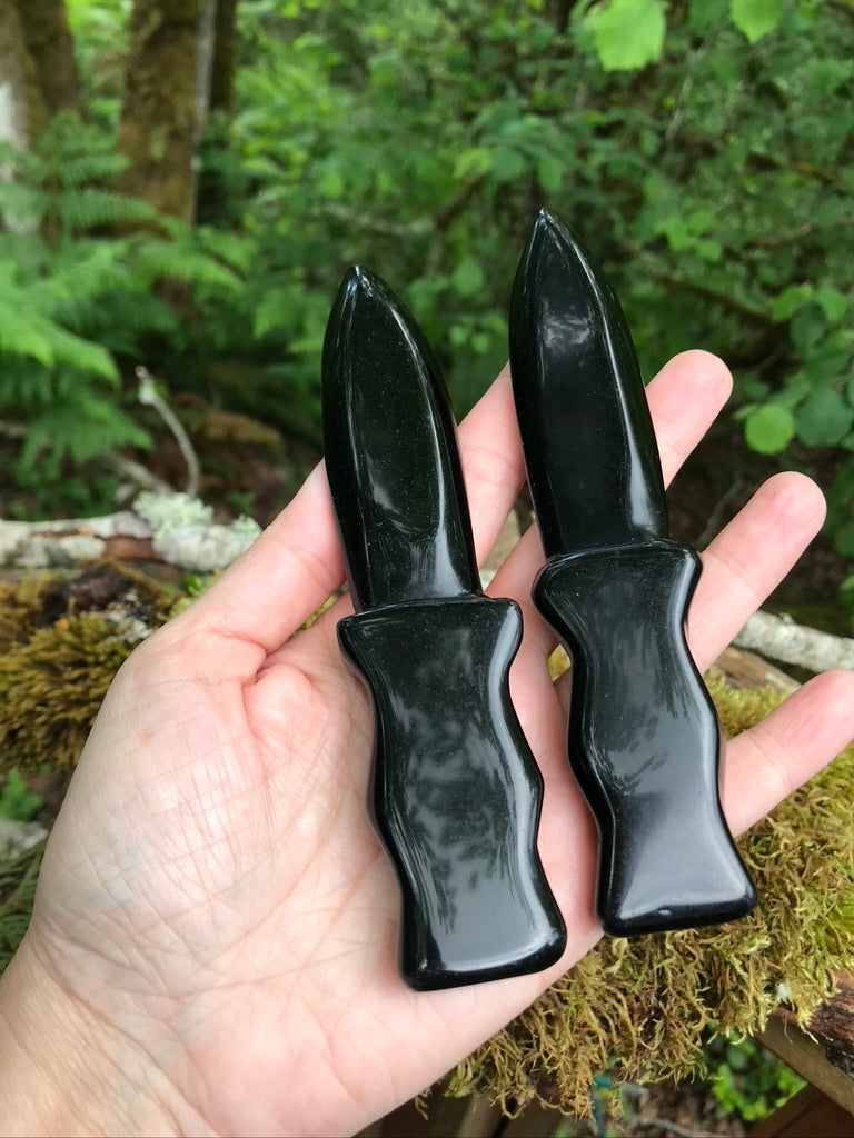 Black Obsidian Athame, Dagger, Ceremonial Knife, Energy Clearing, Grounding