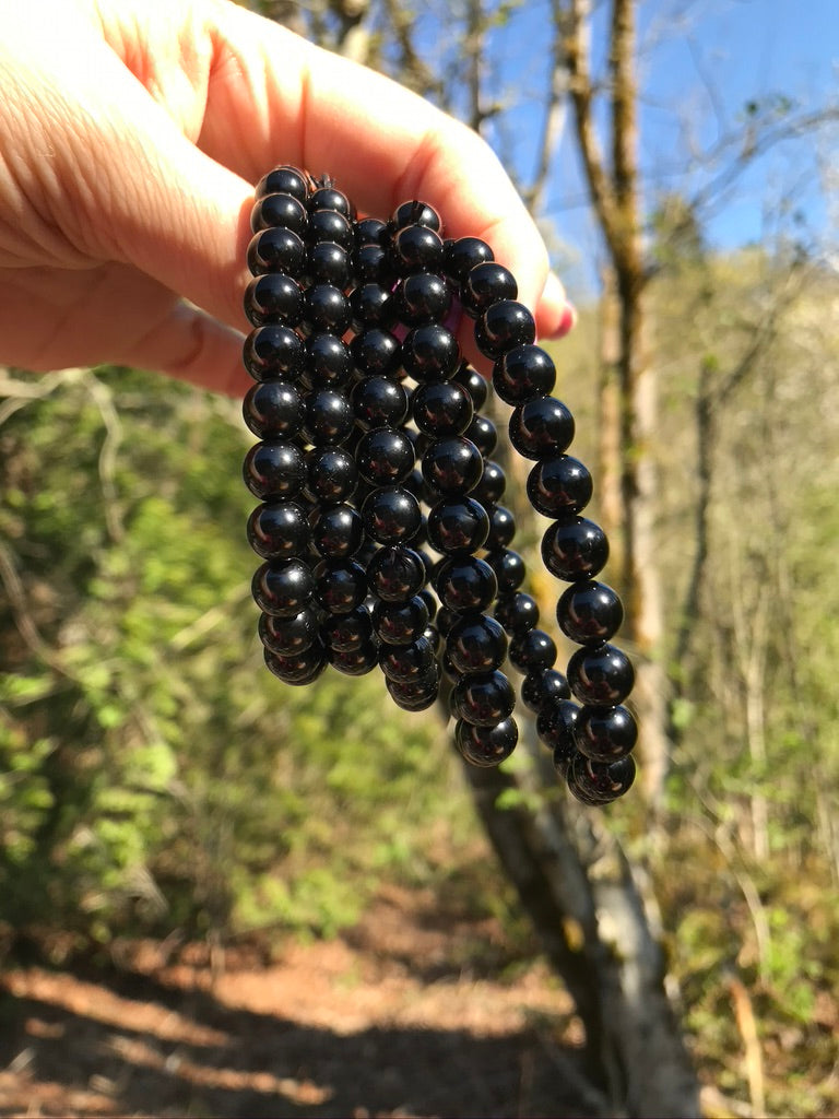 Black Obsidian 8 mm Natural Crystal Bracelet, Stretchy