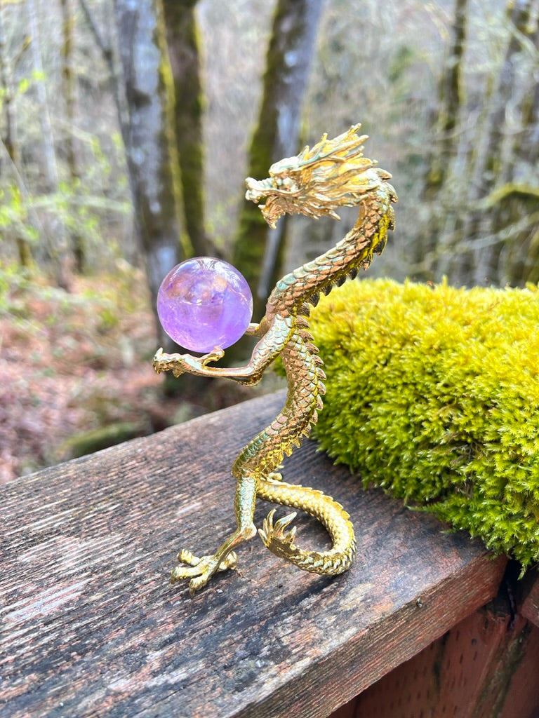 Standing Dragon Sphere Holder, Gold -RESERVED FOR INSTAGRAM LIVE SALE--JOIN OUR INSTAGRAM LIVE SALES AT SOULPRIMACRYSTALS, OR EMAIL US AT HELLO@SOULPRIMA.COM FOR INFO
