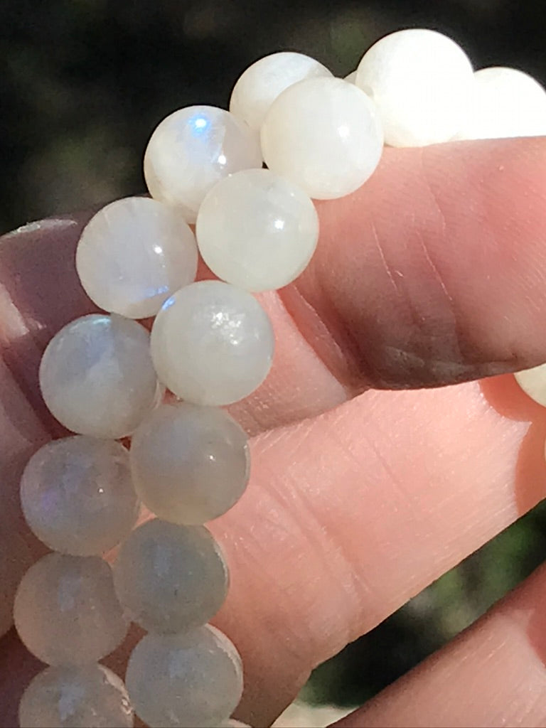 White Moonstone 8 mm Bracelet for Intuition, Stretchy