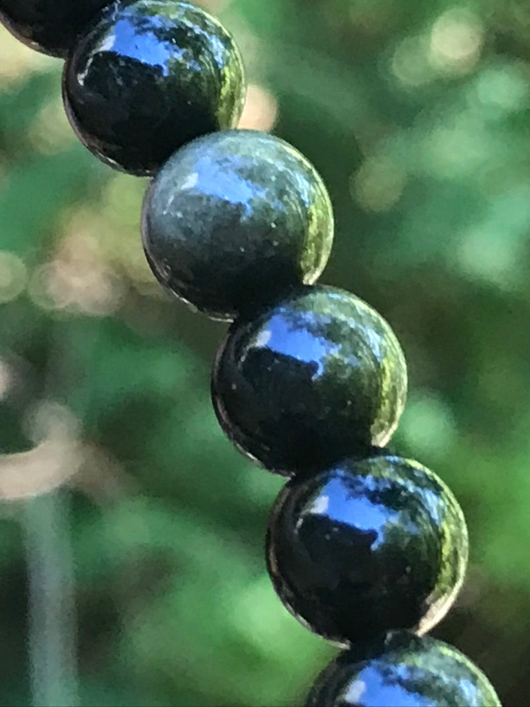 Sheen Obsidian 10 mm Bracelet for Protection & Boundaries, Stretchy, Large Beads