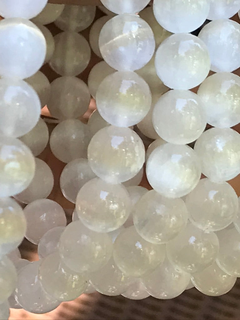 Selenite 8 mm Natural Crystal Bracelet, Stretchy, Selenite Spar