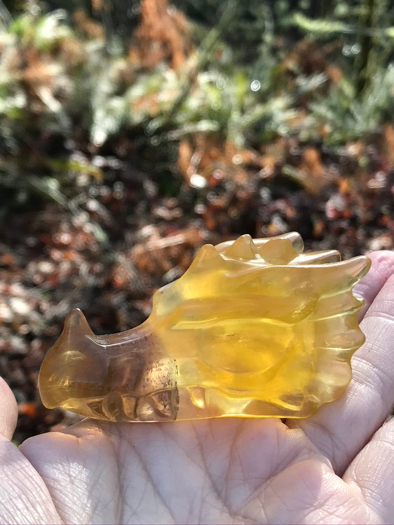 Gemmy Yellow Fluorite Crystal Dragon Head