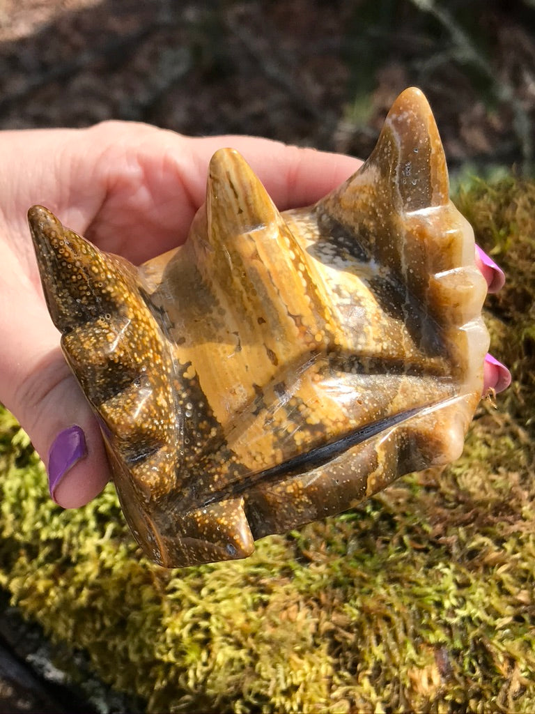 Golden Sunset Ocean Jasper Dragon Head