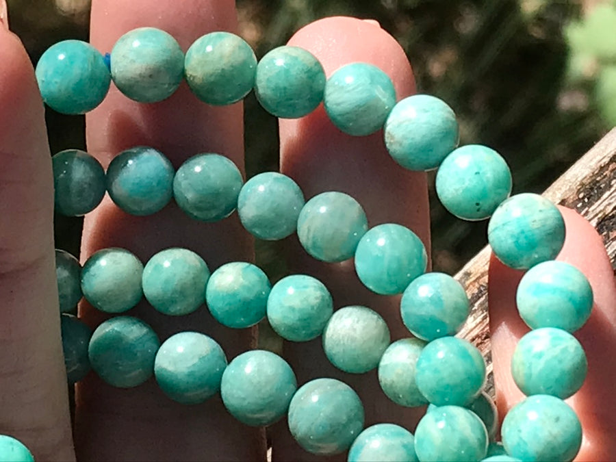 Amazonite 6 mm Natural Crystal Bracelet, Stretchy