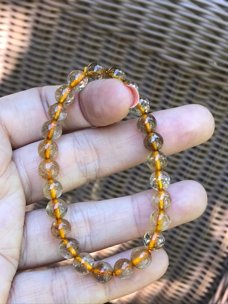 Gold Rutile 8 mm Bracelet for Manifesting, Stretchy, High Quality
