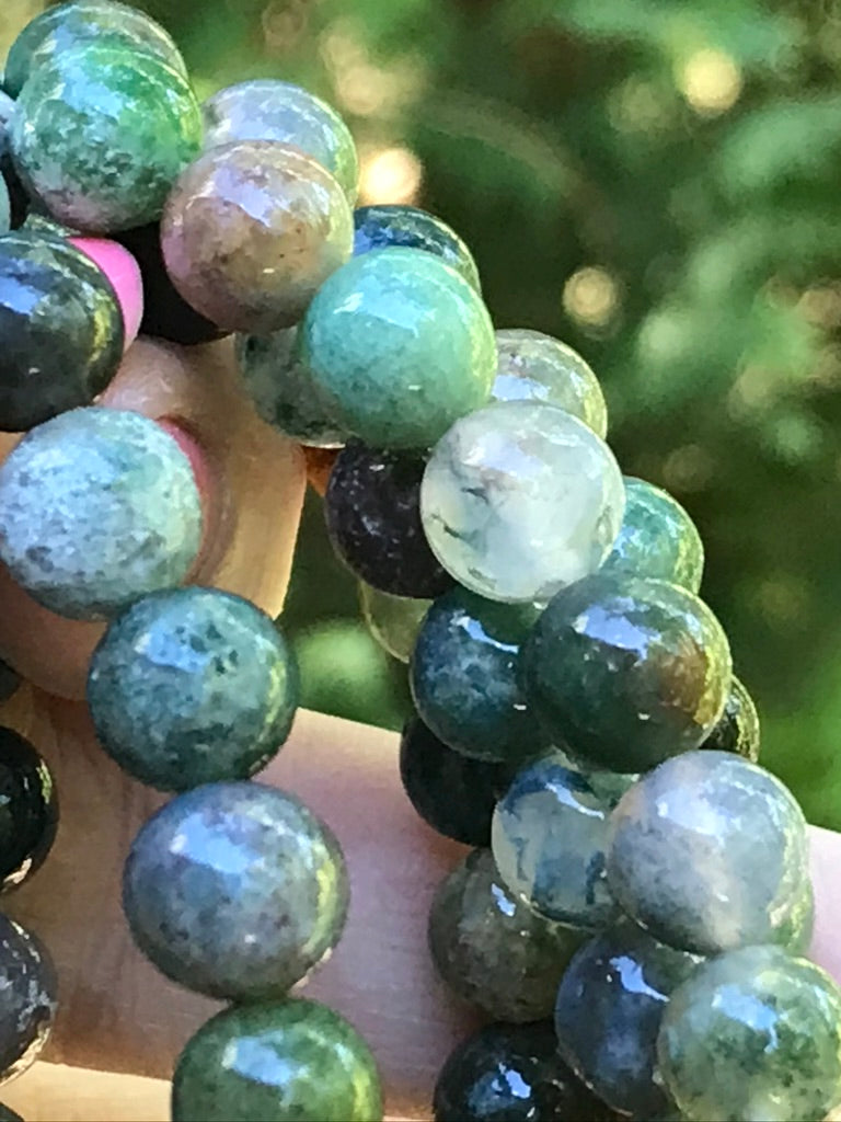 Moss Agate 8 mm Bracelet for Stable Growth, Stretchy