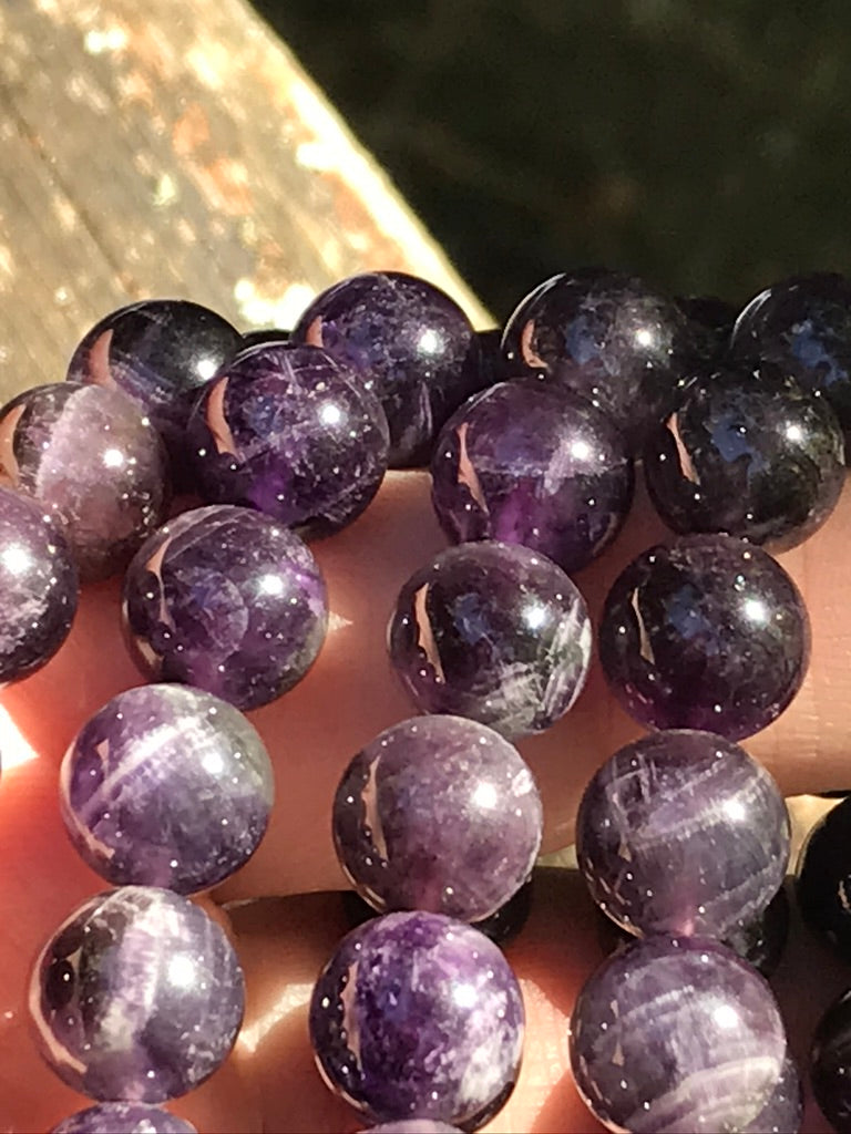 Dream Amethyst 10 mm Natural Crystal Bracelet, Stretchy, Large Beads