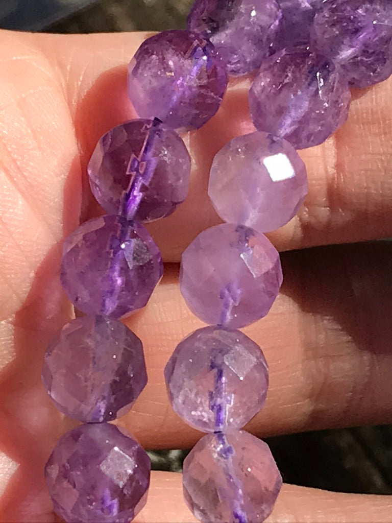 Amethyst Faceted 8 mm Natural Crystal Bracelet, Stretchy