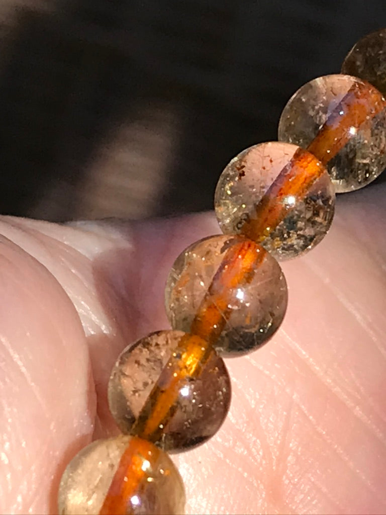 Gold Rutile 8 mm Bracelet for Manifesting, Stretchy, High Quality