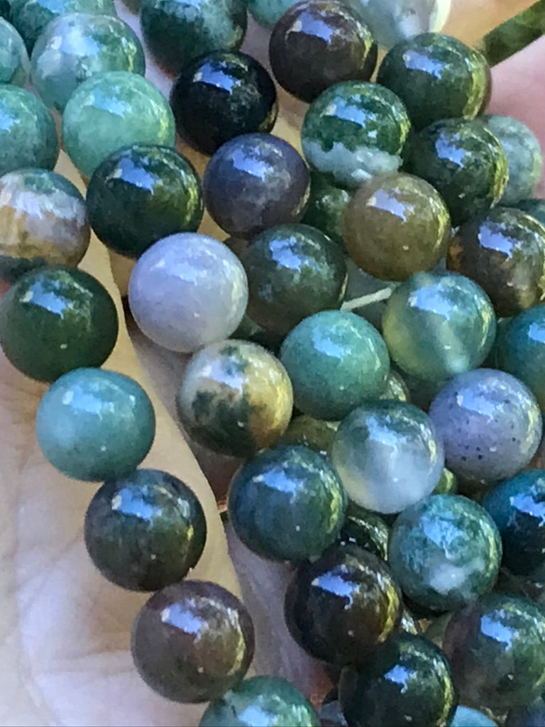 Moss Agate 8 mm Bracelet for Stable Growth, Stretchy
