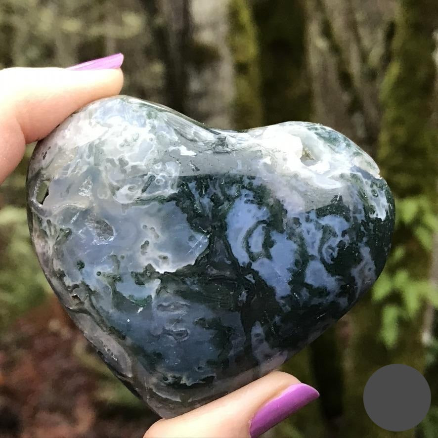 Moss Agate Puffy Heart