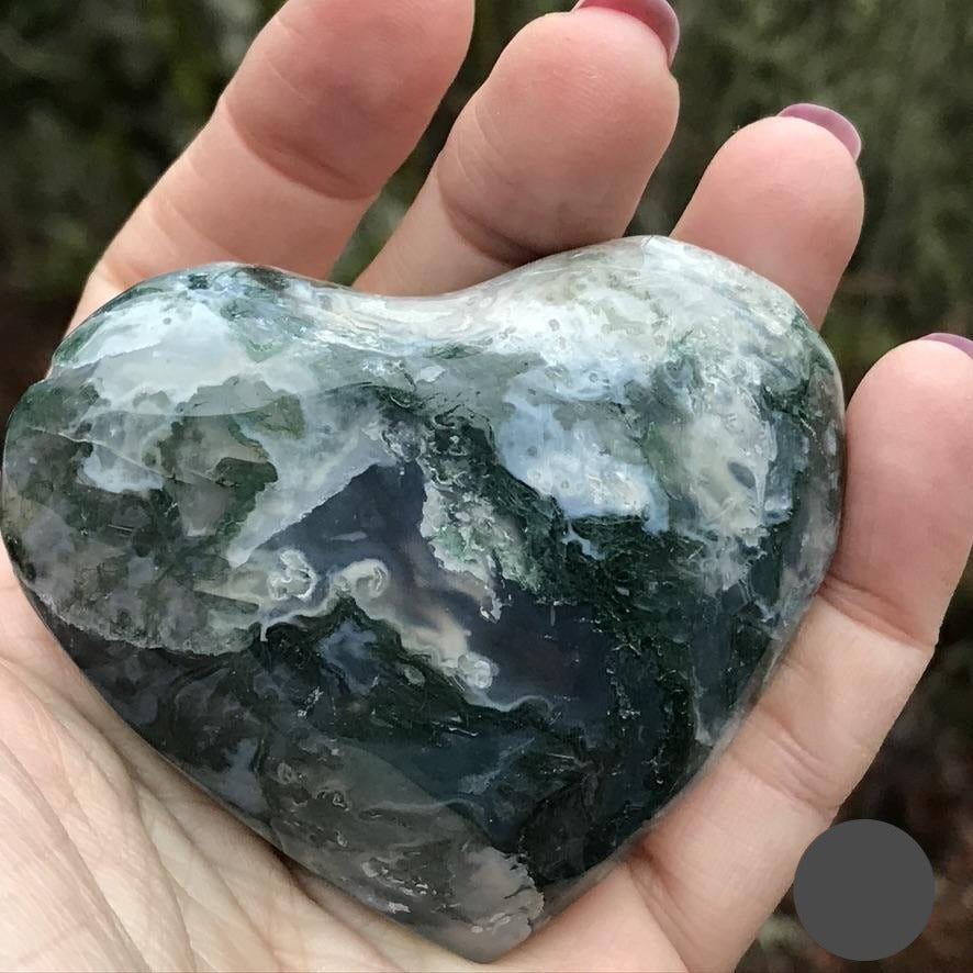 Moss Agate Puffy Heart