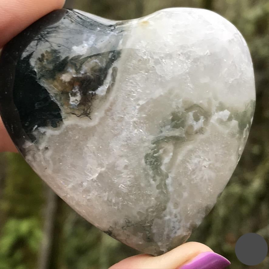 Moss Agate Puffy Heart