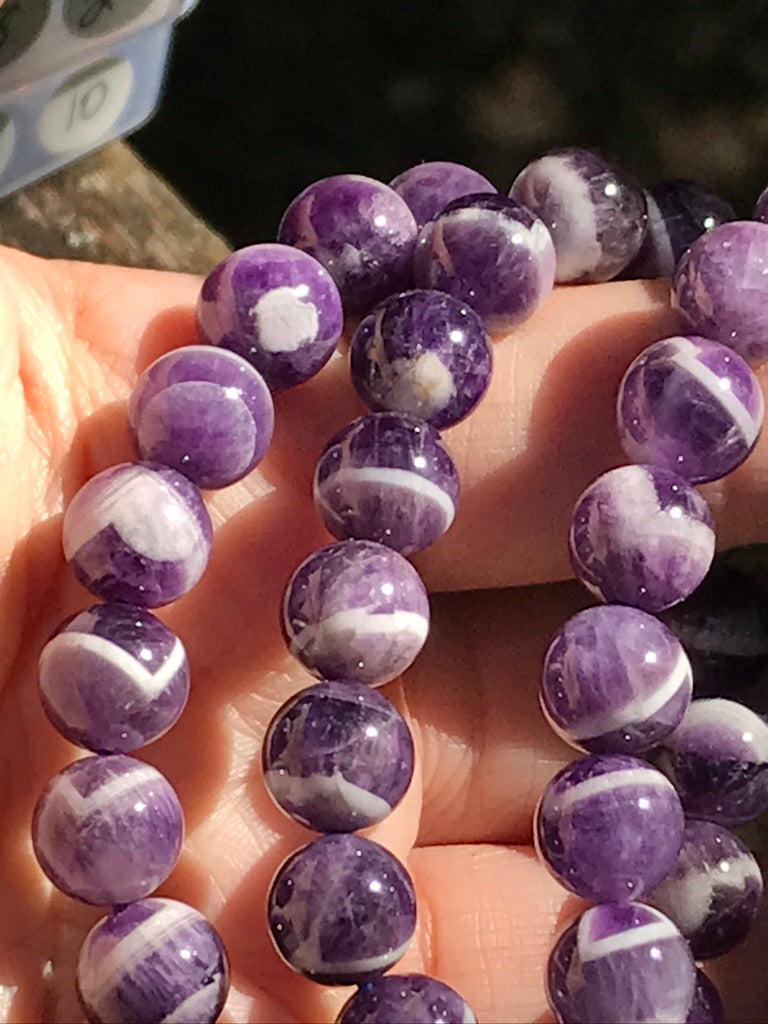 Dream Amethyst 10 mm High Grade Natural Crystal Bracelet, Stretchy, Large Beads