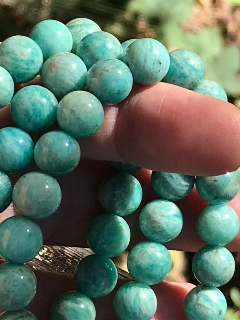 Amazonite 8 mm Natural Crystal Bracelet, Stretchy