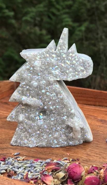 Angel Aura Druzy Crystal Unicorn, Large