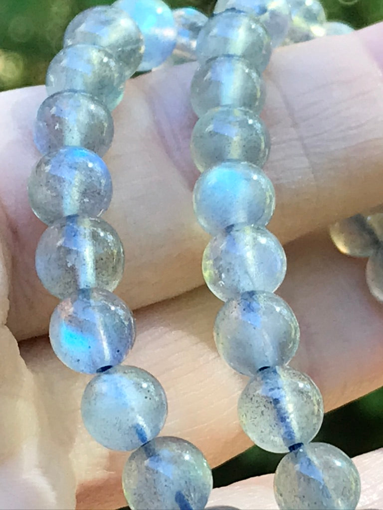 Labradorite 6 mm Natural Crystal Bracelet, Stretchy, Small Beads