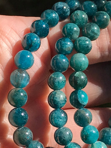 Blue Apatite 7 mm Bracelet for Motivation, Stretchy