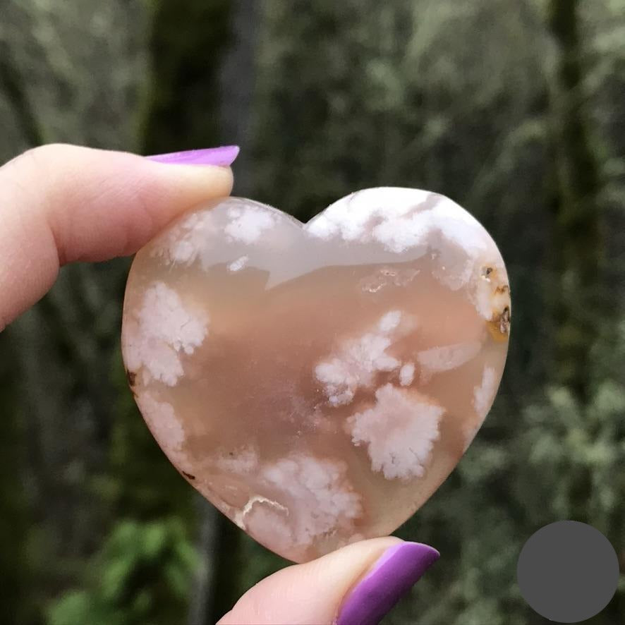Flower Agate Heart, Large, Choose Favorite
