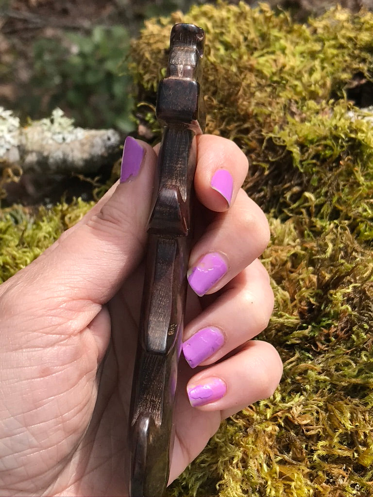 Athame, 5.5 inches, Jade Stone, Lion Protective Animal Totem