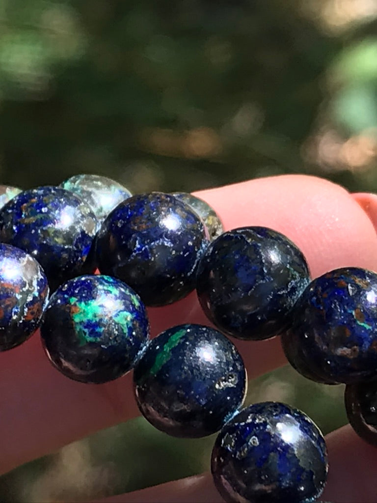Azurite 8 mm Deep Blue Natural Crystal Bracelet, Stretchy