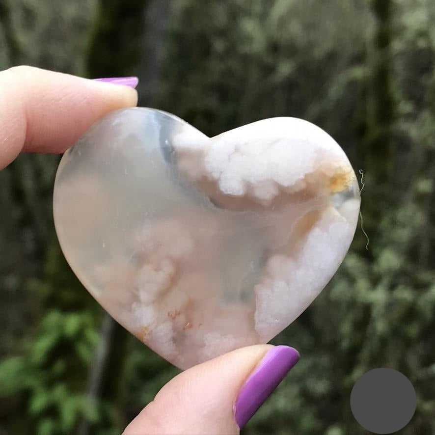 Flower Agate Heart, Large, Choose Favorite