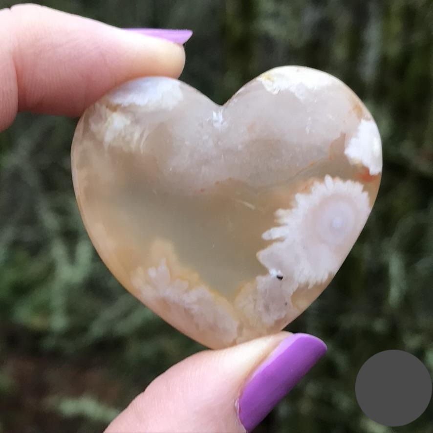 Flower Agate Heart, Large, Choose Favorite