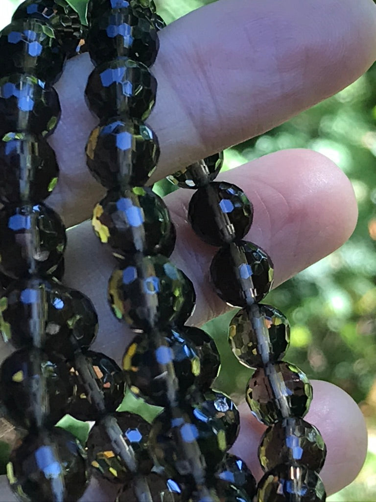 Smoky Quartz Faceted 8 mm Natural Crystal Bracelet, Stretchy
