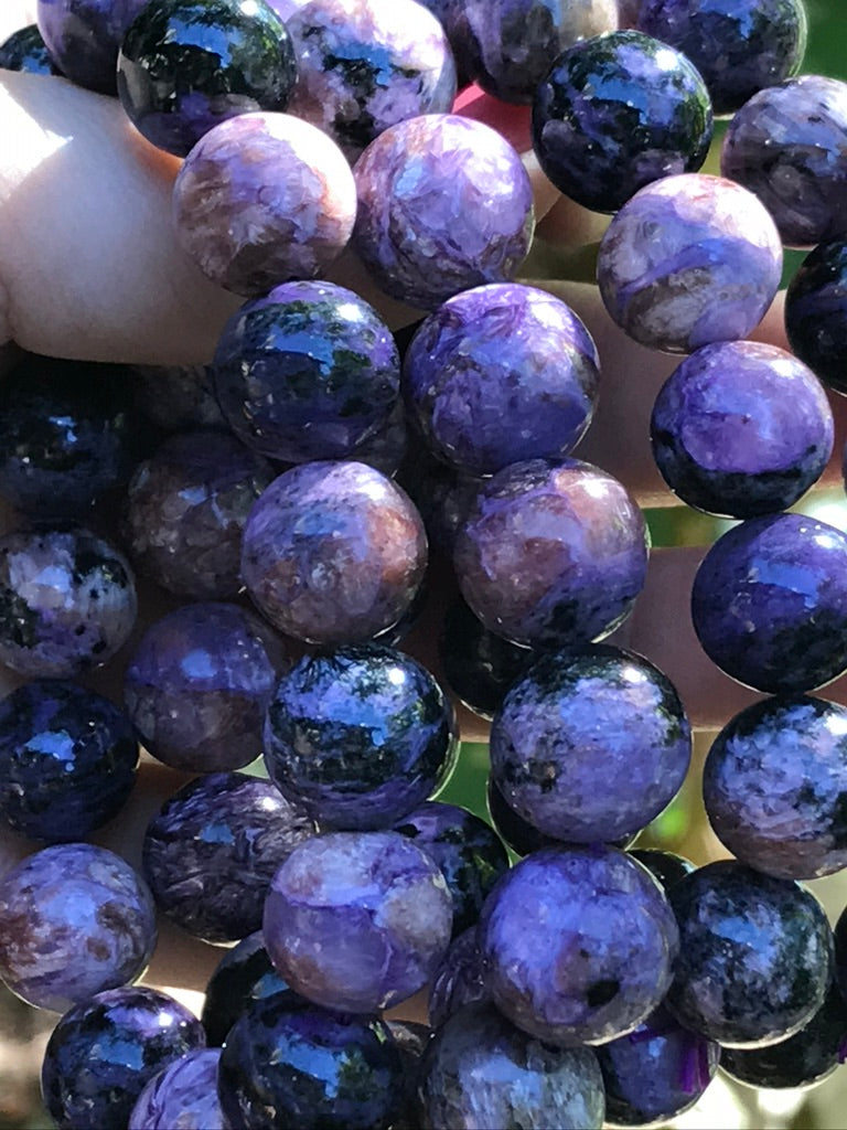 Charoite 12-14 mm Natural Crystal Bracelet, Stretchy, Extra Large Beads
