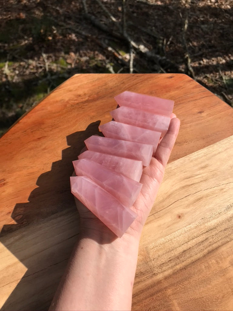 Gemmy Rose Quartz Towers, 3 inch