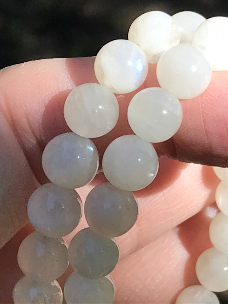 White Moonstone 8 mm Bracelet for Intuition, Stretchy