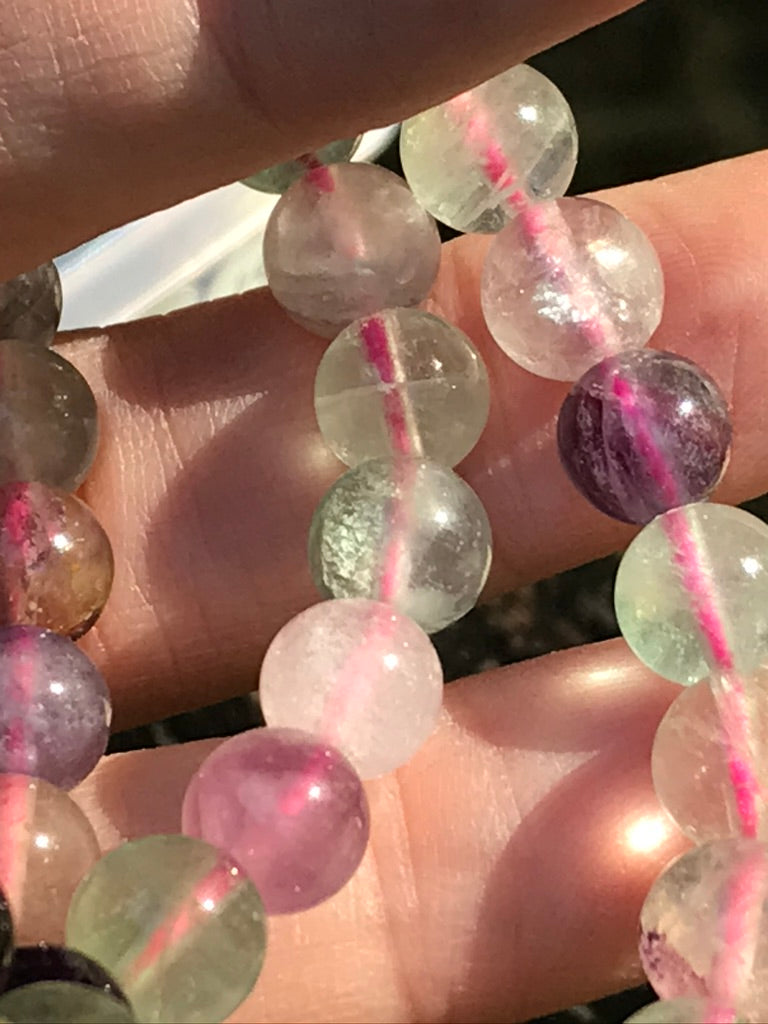 Fluorite 8 mm Bracelet for Creativity, Rainbow Fluorite Stretchy