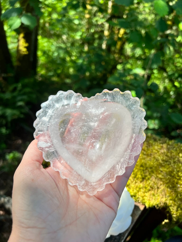Clear Quartz Scalloped Heart Bowl  -RESERVED FOR INSTAGRAM LIVE SALE--JOIN OUR INSTAGRAM LIVE SALES AT SOULPRIMACRYSTALS, OR EMAIL US AT HELLO@SOULPRIMA.COM FOR INFO