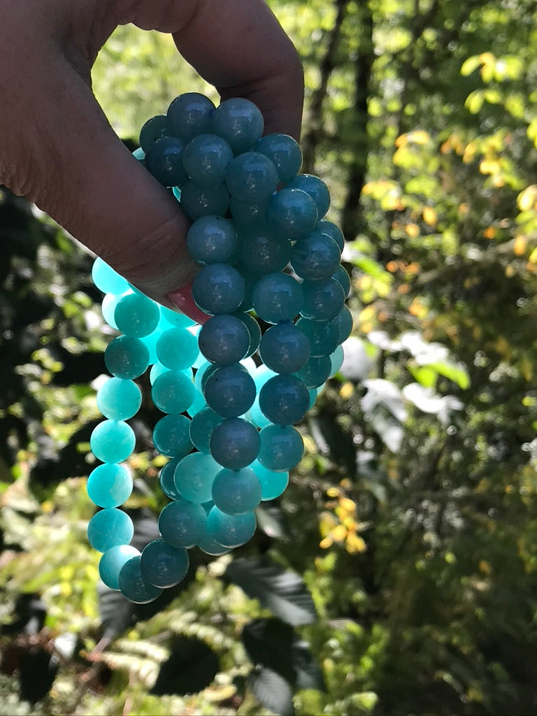 Amazonite 10 mm High Grade Natural Crystal Bracelet, Stretchy, Large Beads