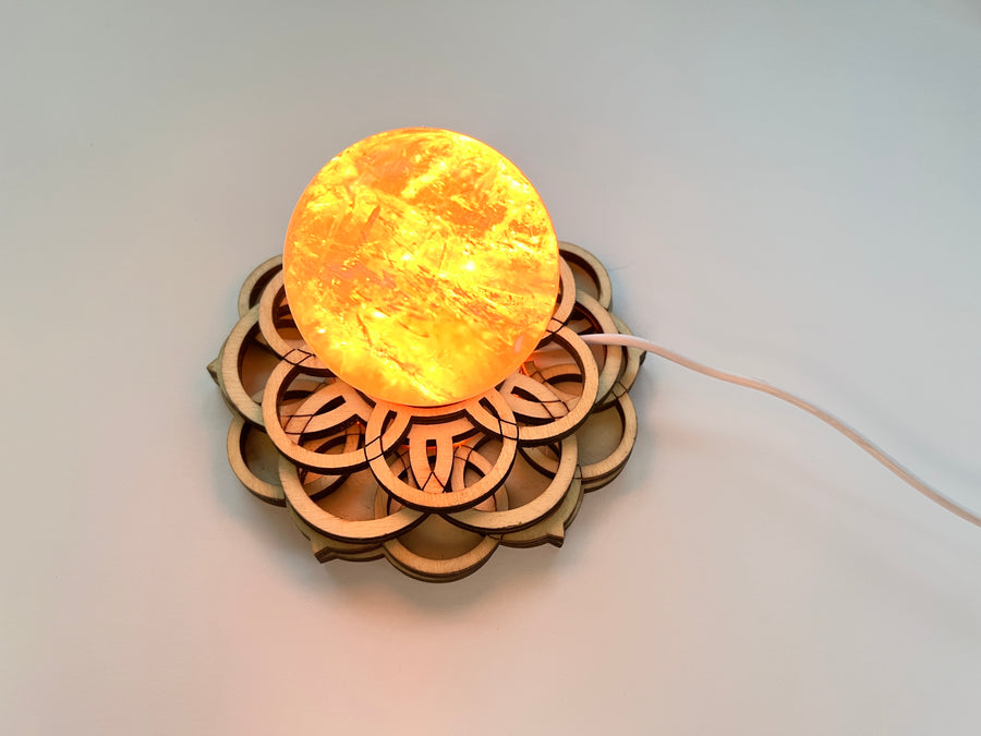Color Flower of Life Lighted Sphere Stand, COLORED LED Light Stand 4.75