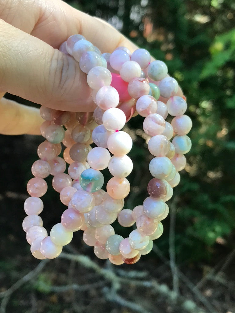 Flower Agate 8 mm Bracelet for Confidence & Growth, Stretchy