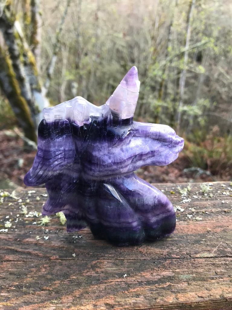 Purple Silk Fluorite Crystal Unicorn XXL