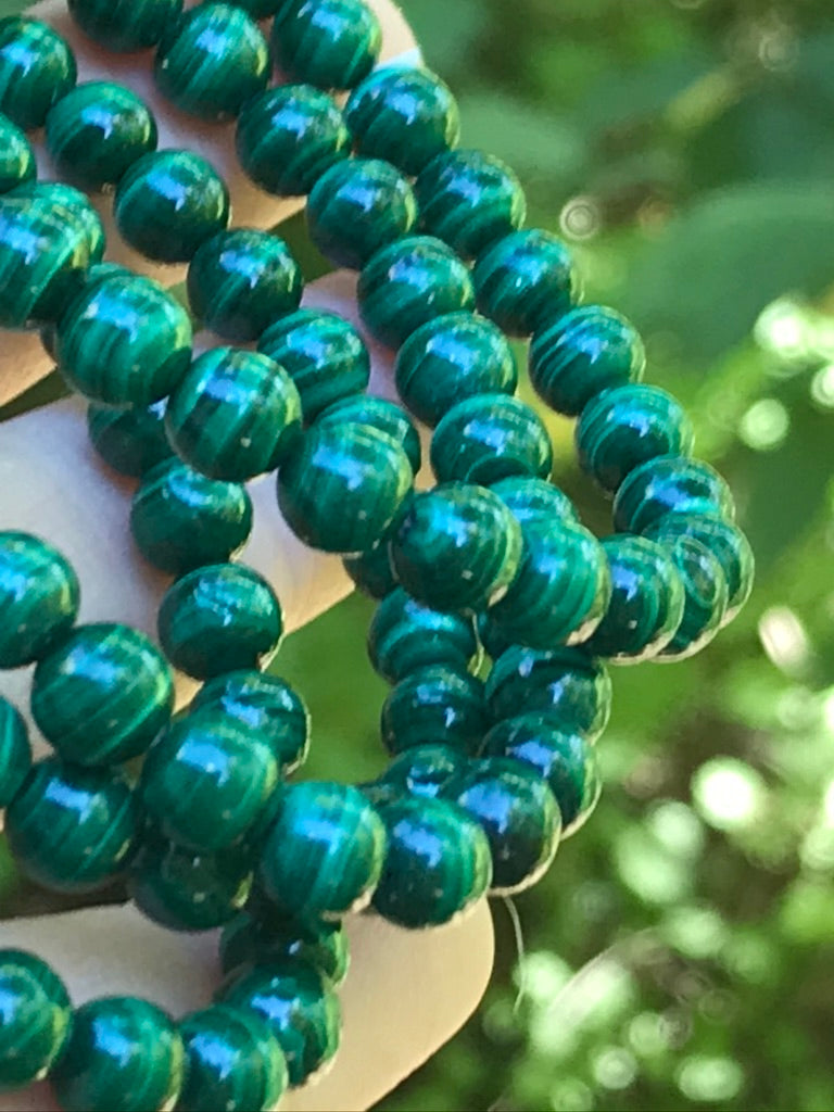 Malachite 5 mm Natural Crystal Bracelet, Stretchy, Small Beads