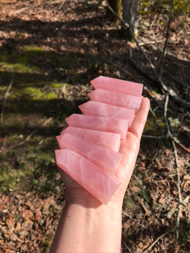 Gemmy Rose Quartz Towers, 3 inch