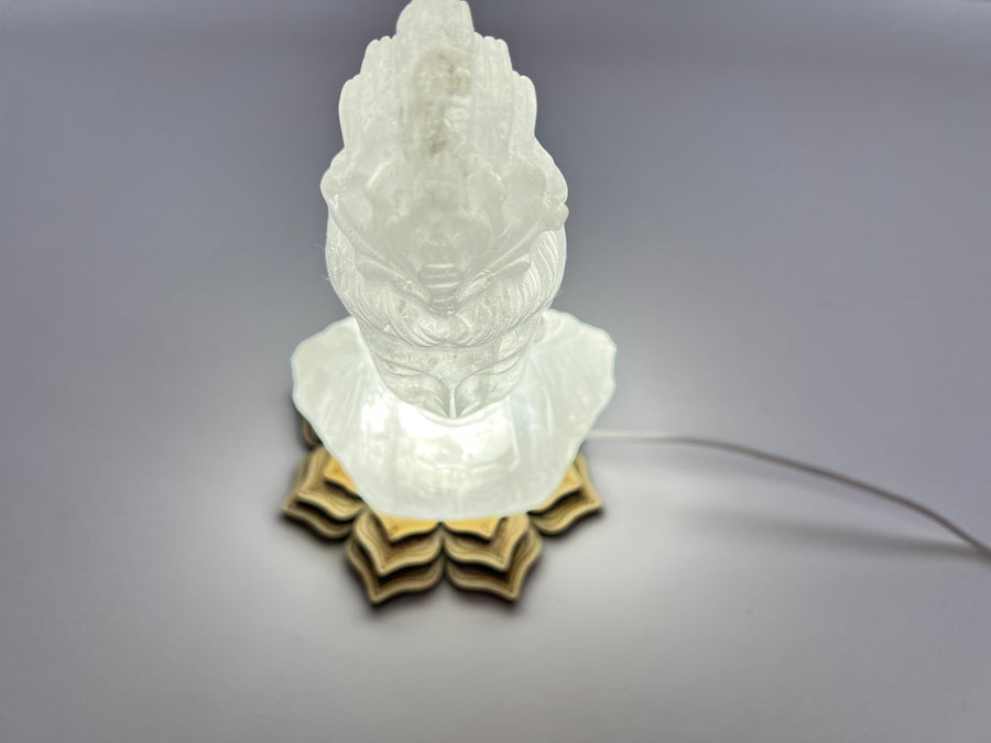 Lotus White Lighted Sphere Stand, LED Light Stand, White 4.25