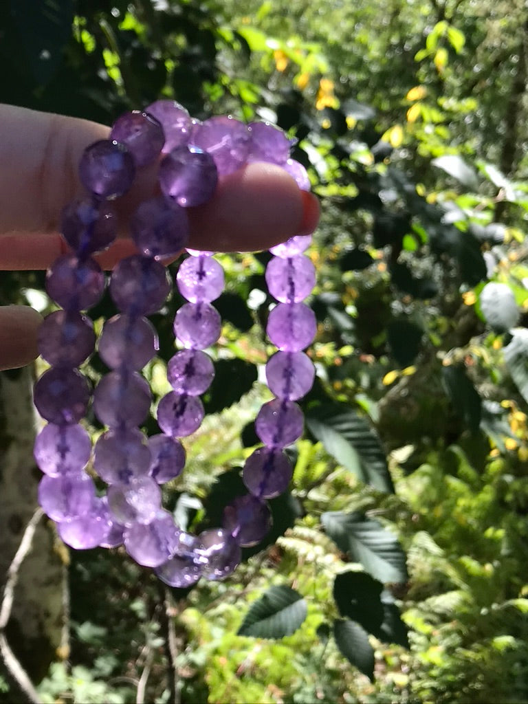 Amethyst Faceted 8 mm Natural Crystal Bracelet, Stretchy