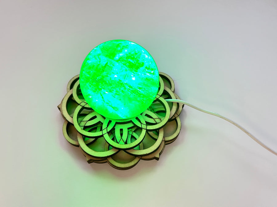 Color Flower of Life Lighted Sphere Stand, COLORED LED Light Stand 4.75