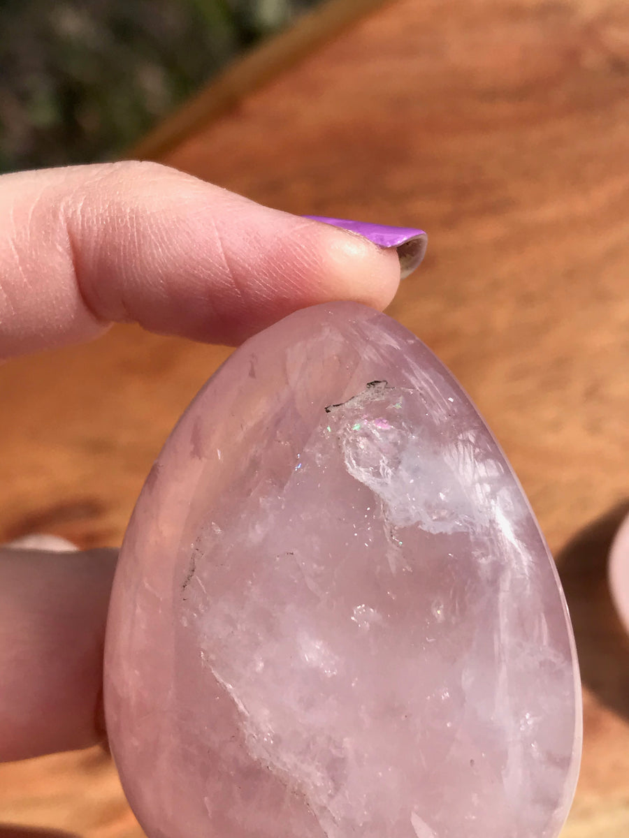 Gemmy Rose Quartz Palm Drops, Medium