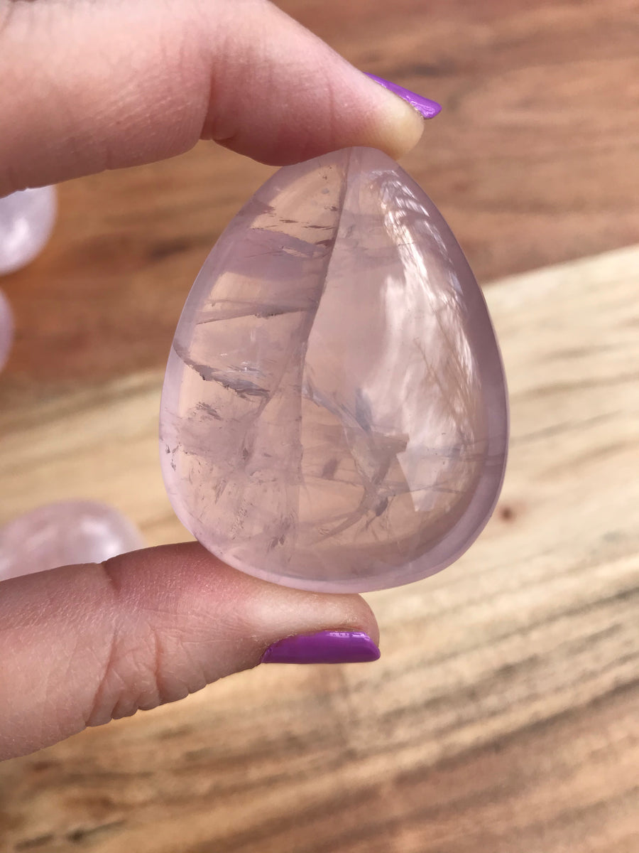 Gemmy Rose Quartz Palm Drops, Medium