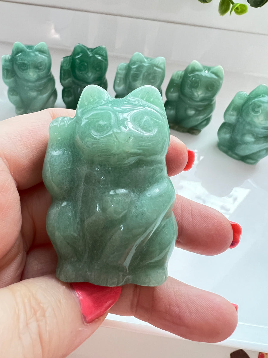 Crystal Lucky Cat, Assorted Options, Maneki Neko, Fortune Cat, Beckoning Cat