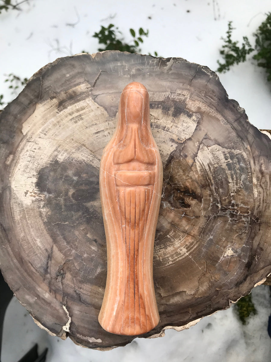 Mother Mary Divine Feminine Crystal Goddess in Calcite