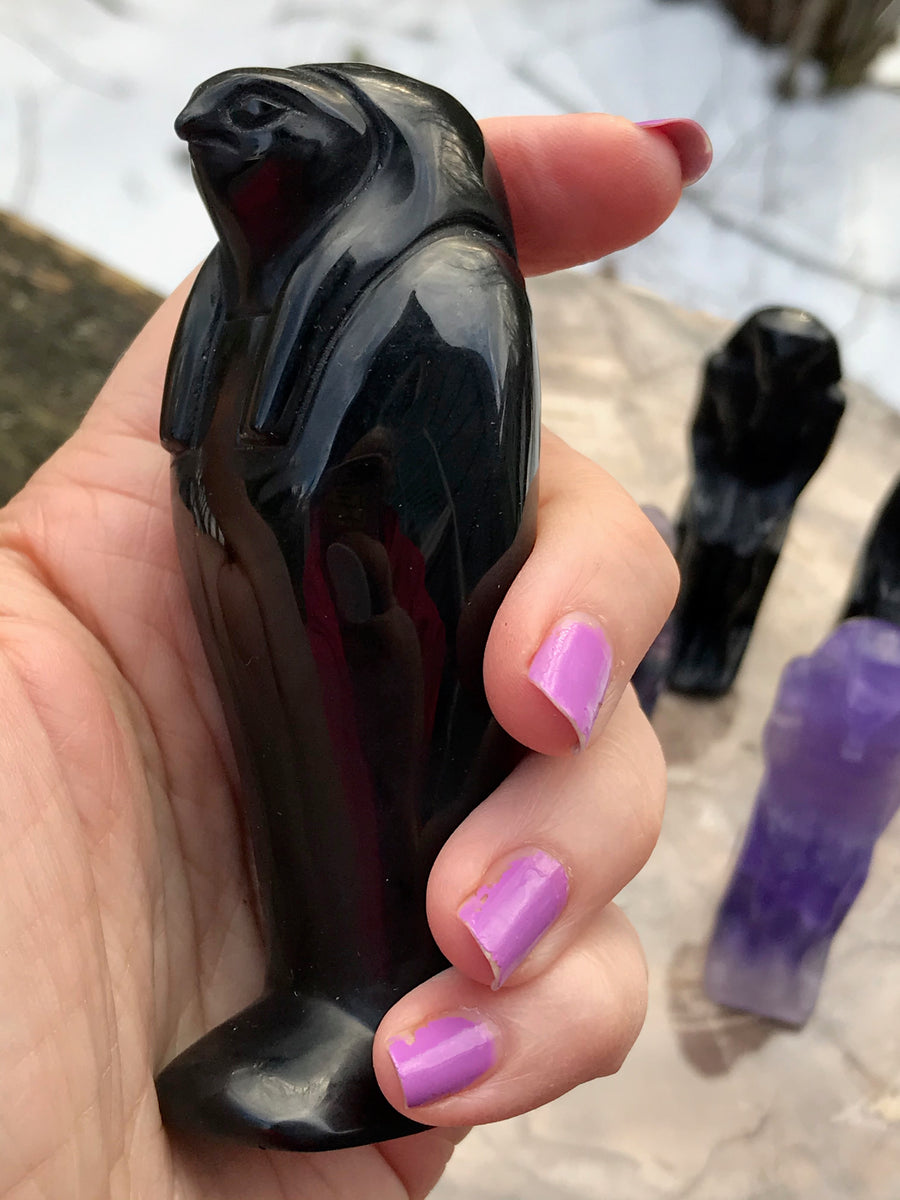 Egyptian Horus Sokar Carving, Black Obsidian