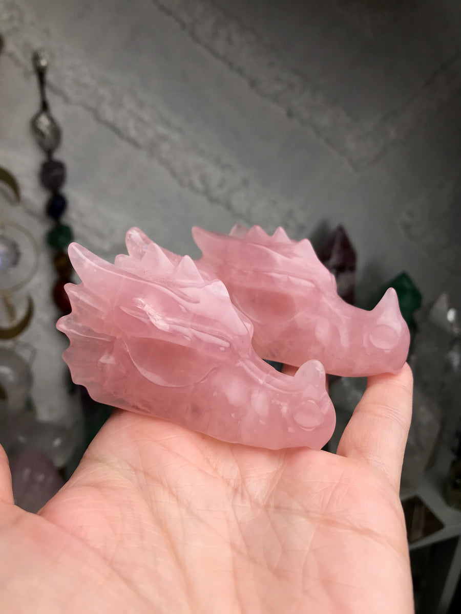 Rose Quartz Crystal Dragon Head