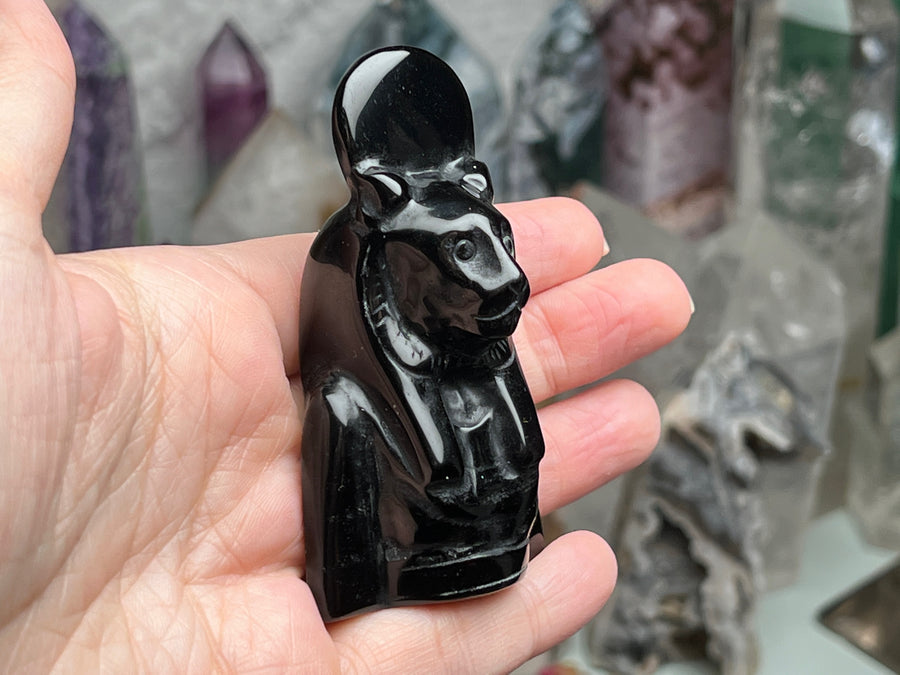 Egyptian Sekhmet Goddess Bust in Black Obsidian, 2 Sizes Available